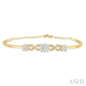 3/4 Ctw Round Cut Diamond Lovebright Bracelet in 14K Yellow and White Gold